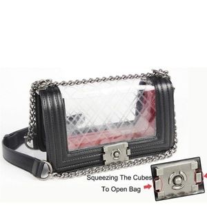 🆕 Vintage Quilted Clear Chained Crossbody Bag